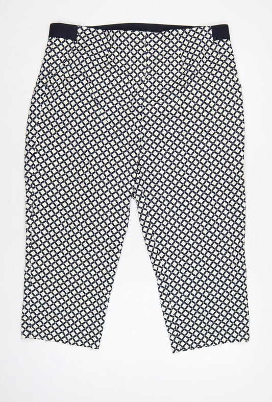 Marks and Spencer Women’s Black Ivory Geometric Straight Trousers UK 20