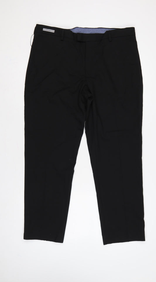 Marks and Spencer Men Black 36 Tailored Stretch Dress Trousers