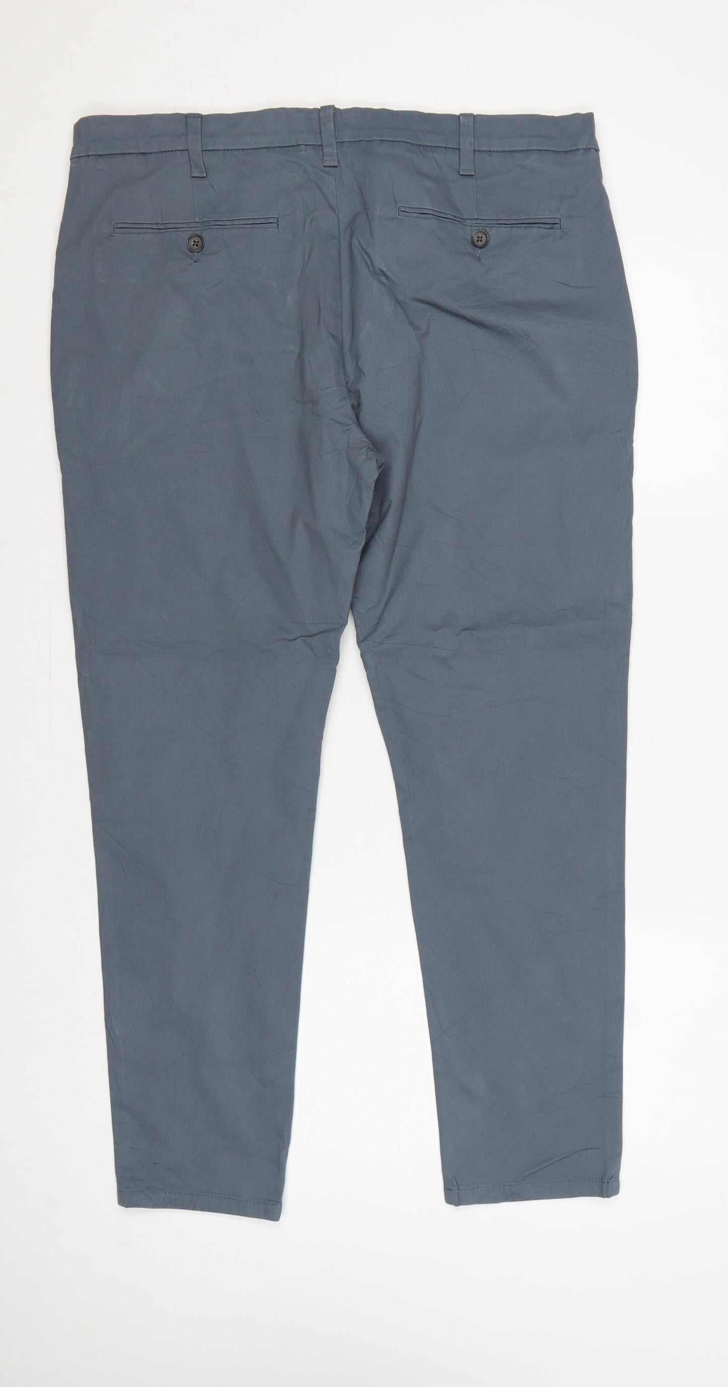 Marks & Spencer Men Grey 38/29 Skinny Fit Cotton Stretch Chino Trousers