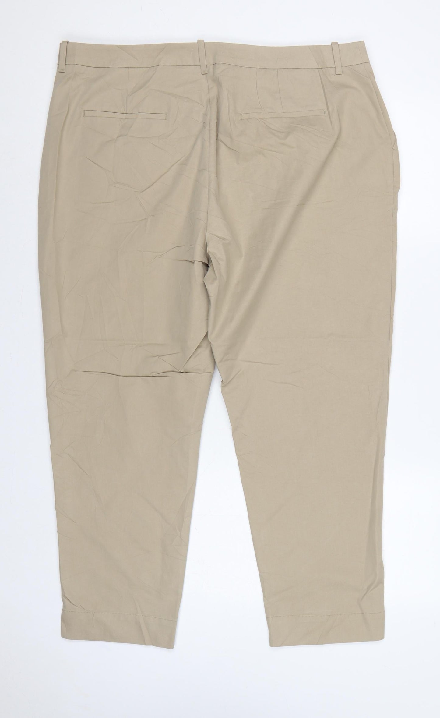 Marks & Spencer Women Beige UK 20 Regular Tapered Chino Trousers