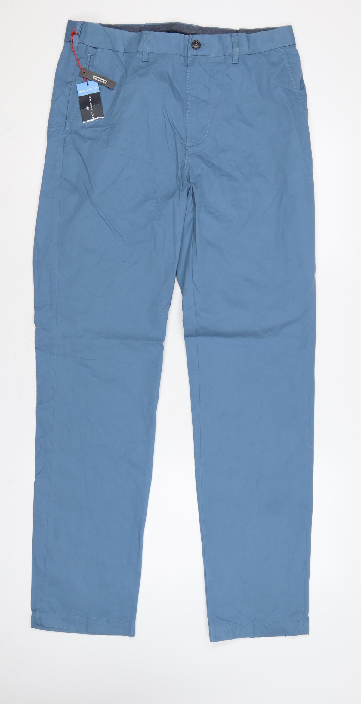 Marks & Spencer Mens Blue Regular Fit Chino Trousers W32 L31 Straight
