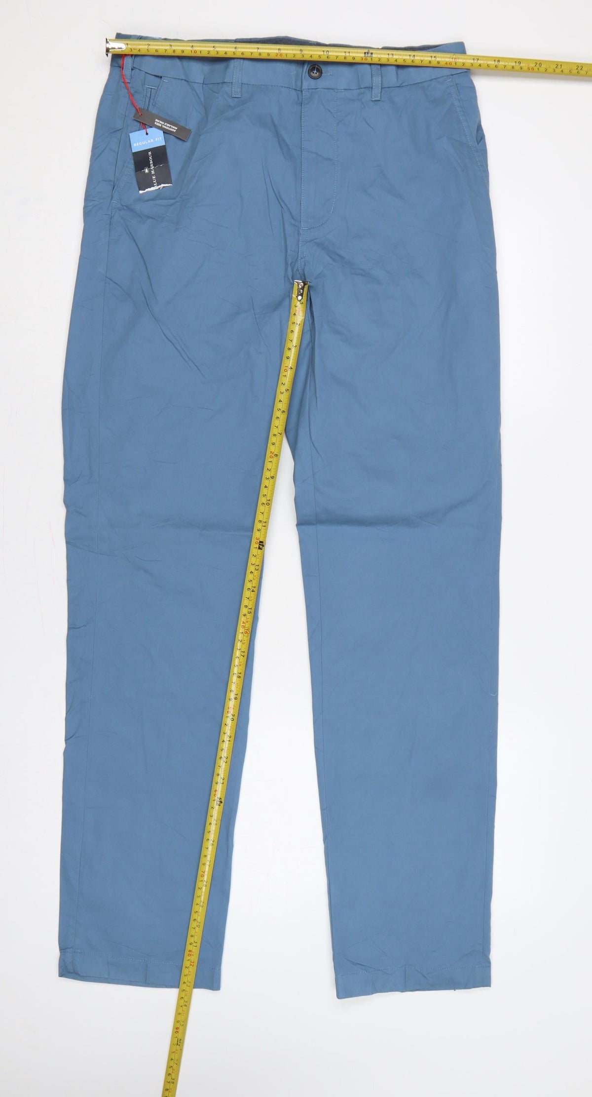 Marks & Spencer Mens Blue Regular Fit Chino Trousers W32 L31 Straight