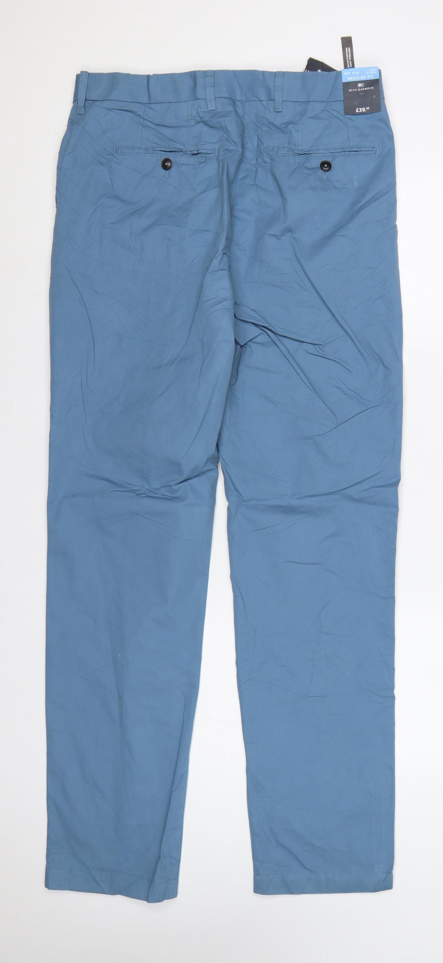 Marks & Spencer Mens Blue Regular Fit Chino Trousers W32 L31 Straight