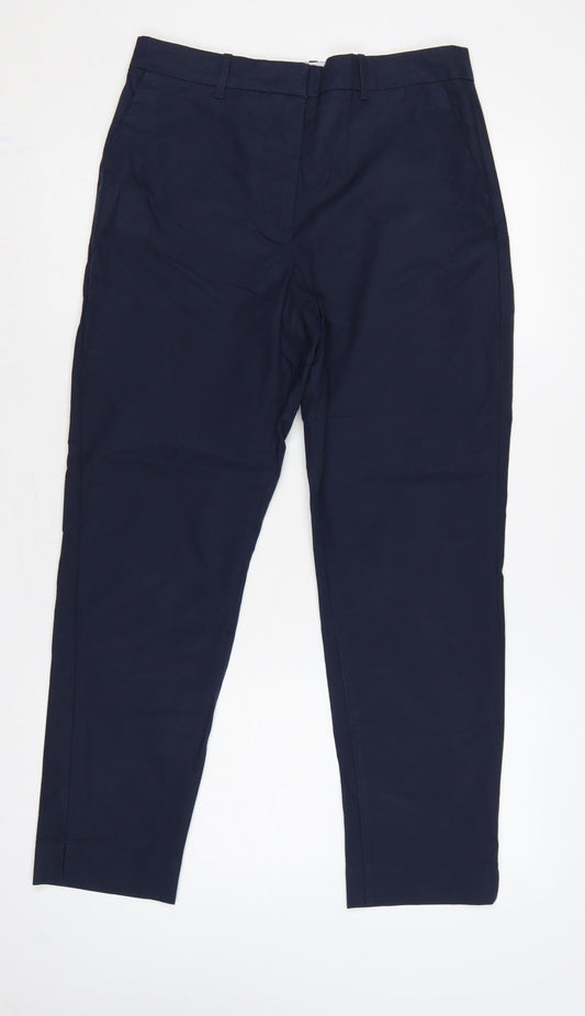Marks & Spencer Women Blue UK 10 Regular Tapered Tailored Trousers
