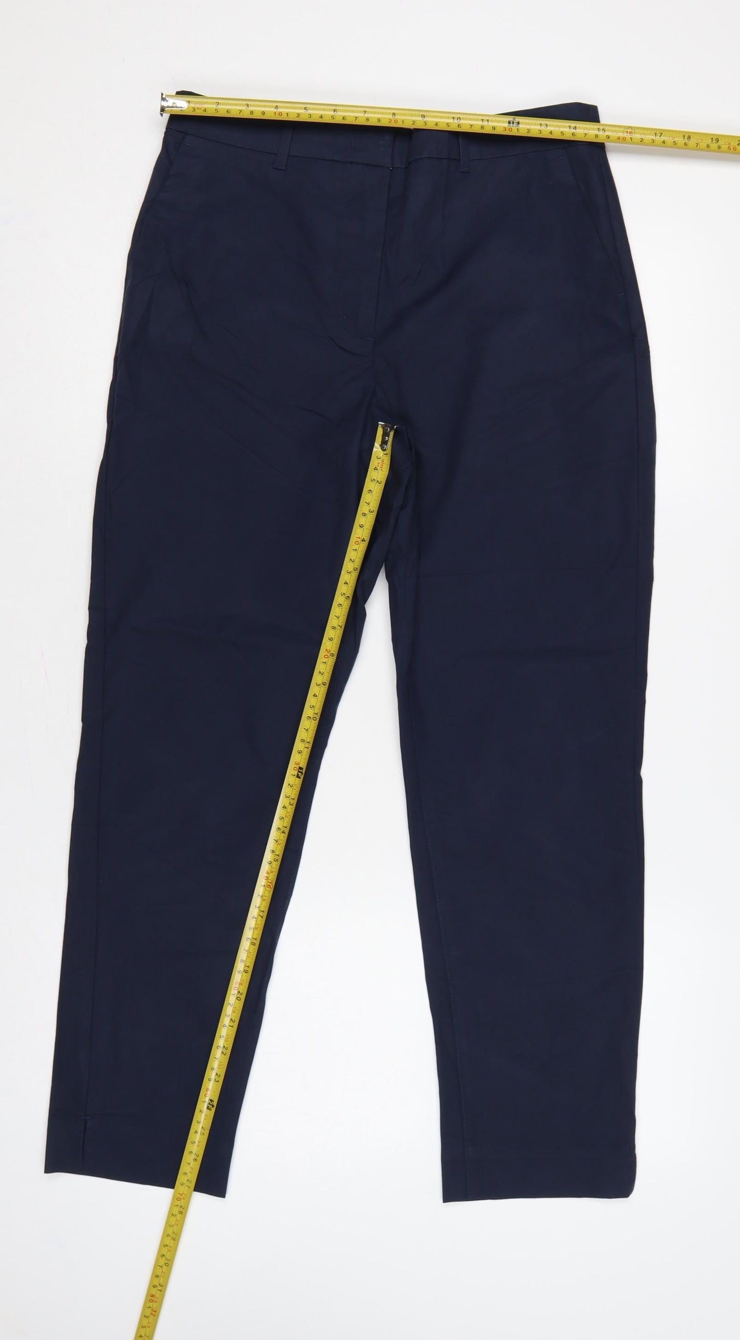 Marks & Spencer Women Blue UK 10 Regular Tapered Tailored Trousers