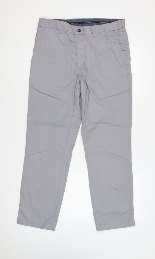 Marks and Spencer Blue Harbour Men Grey 32in Regular Chino Trousers
