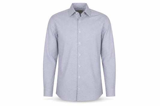 Marks & Spencer Men Blue Owl Print Slim Fit 14.5in Stretch Long Sleeve Shirt
