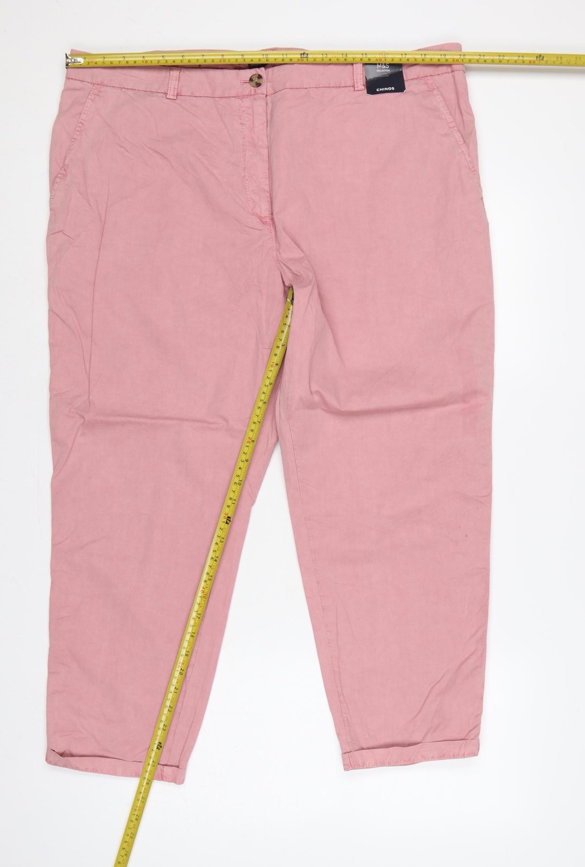 Marks & Spencer Women’s Pink Chino Trousers UK 20 Short 100% Cotton
