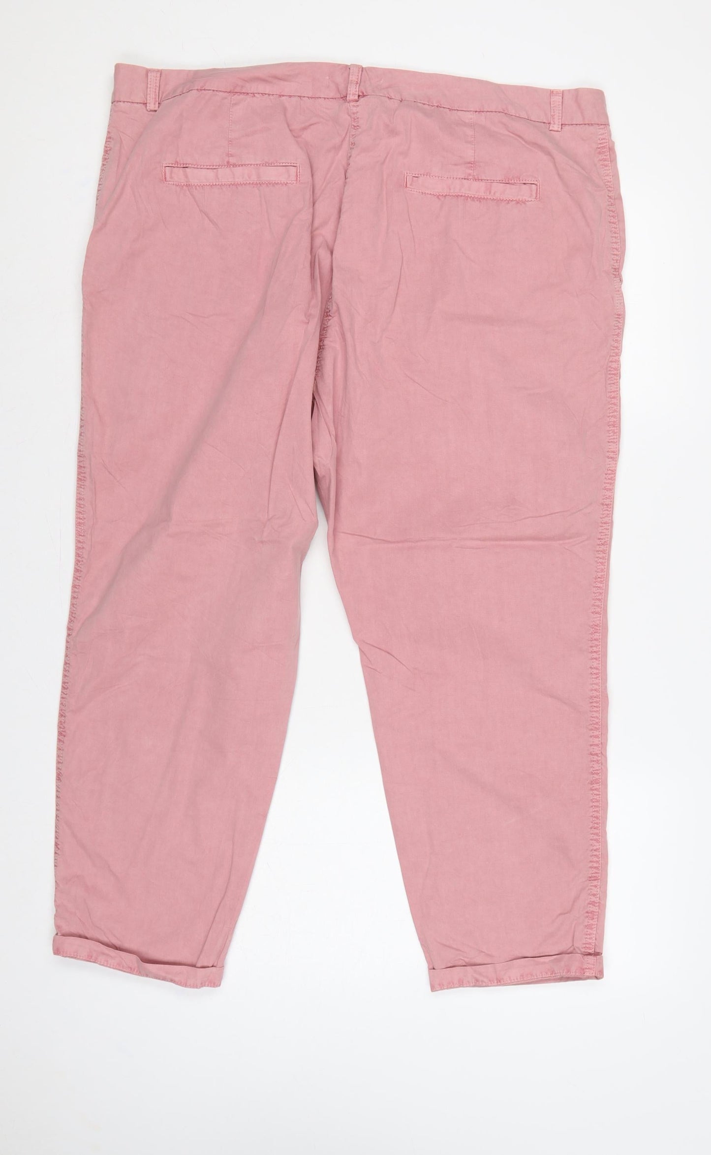 Marks & Spencer Women’s Pink Chino Trousers UK 20 Short 100% Cotton