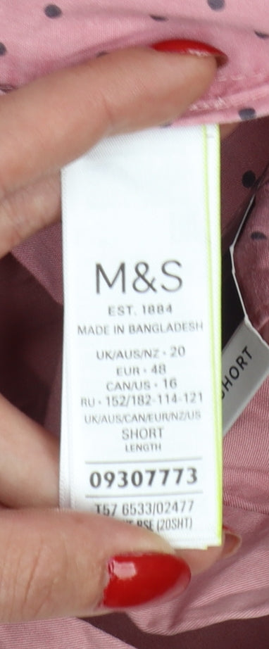 Marks & Spencer Women’s Pink Chino Trousers UK 20 Short 100% Cotton