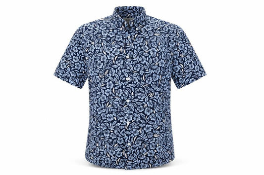 Marks & Spencer Men Blue Floral Hawaiian Cotton Shirt S Regular