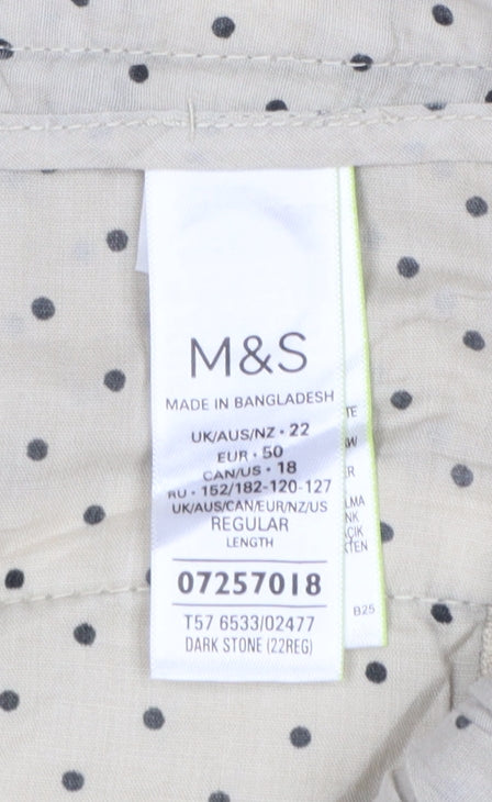 Marks & Spencer Women’s Beige UK 22 Regular Cotton Chino Trousers NWT