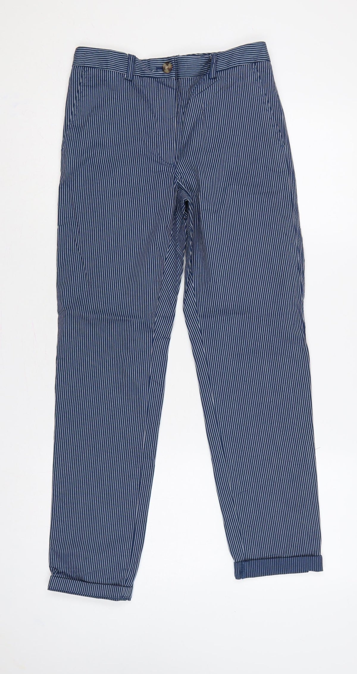Marks & Spencer Women’s Blue Pinstripe Cotton Chino Trousers UK 6