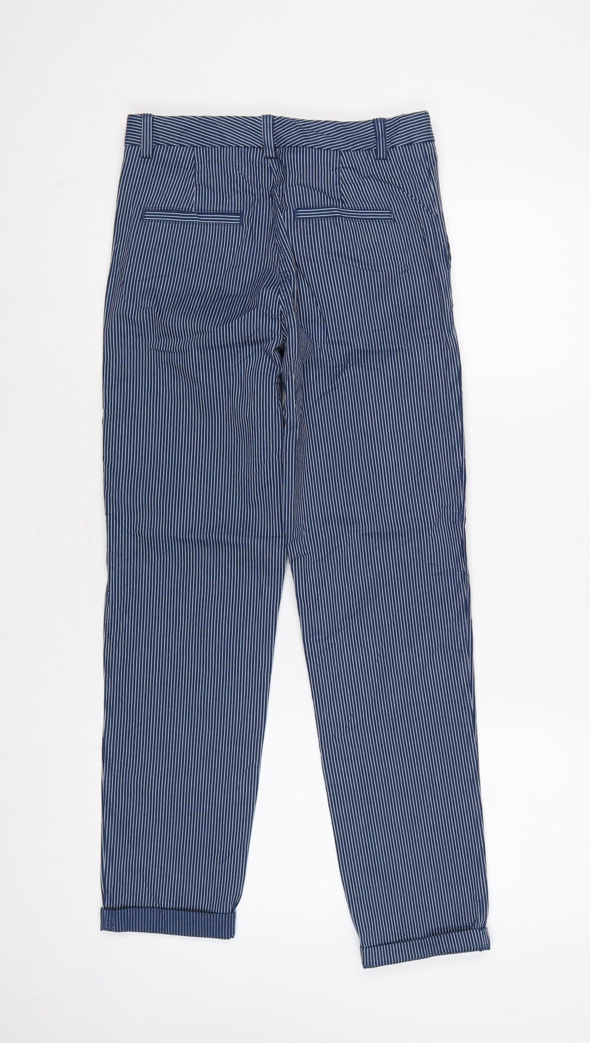 Marks & Spencer Women’s Blue Pinstripe Cotton Chino Trousers UK 6