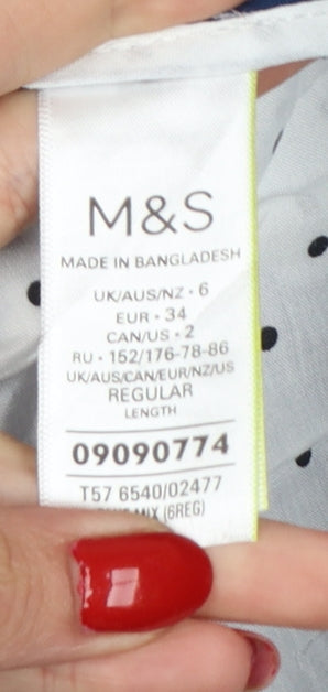 Marks & Spencer Women’s Blue Pinstripe Cotton Chino Trousers UK 6