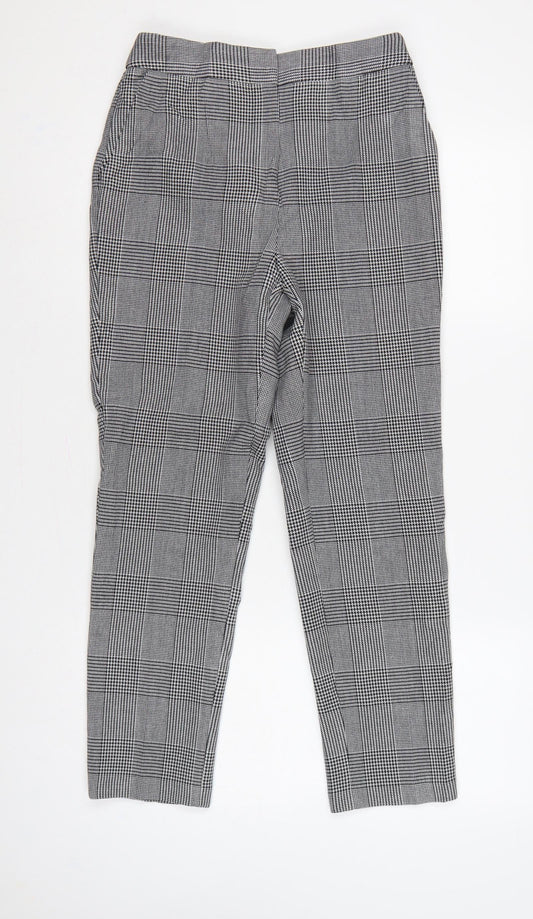 Marks and Spencer Women Grey Check Slim Tapered Trousers UK 8