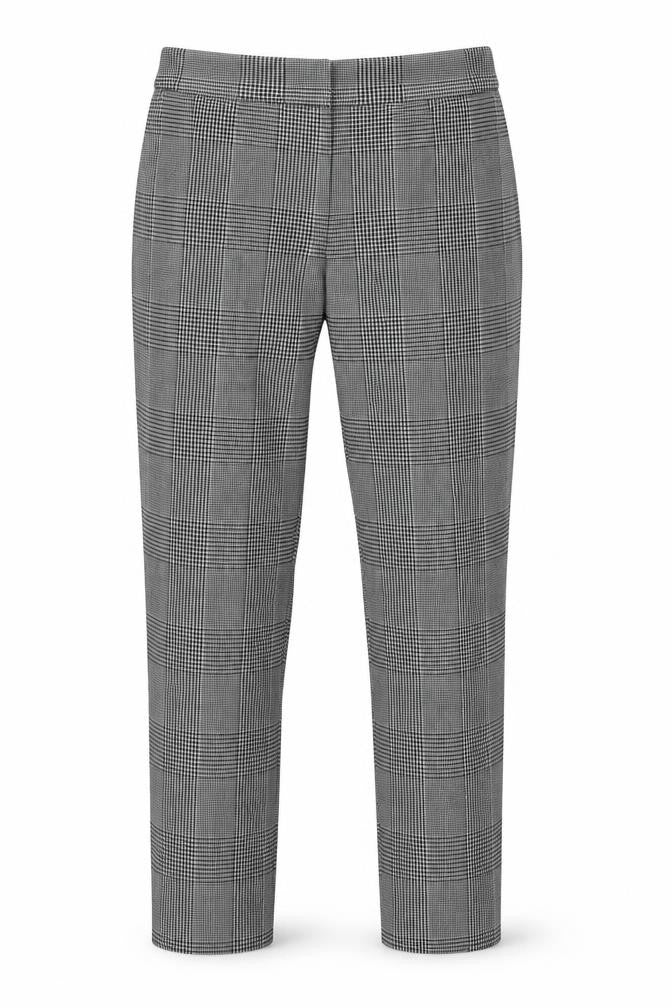 Marks & Spencer Women Grey Check Slim Tapered Trousers UK 8