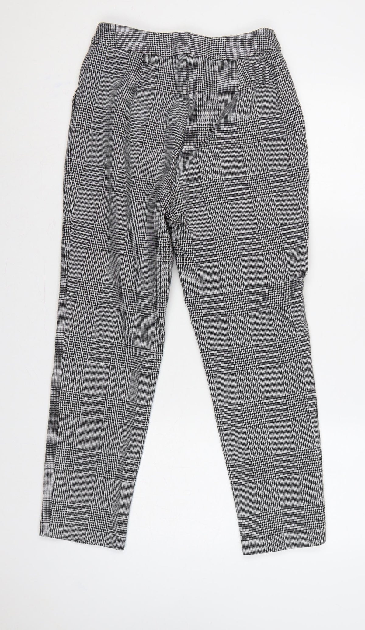 Marks & Spencer Women Grey Check Slim Tapered Trousers UK 8