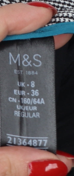 Marks & Spencer Women Grey Check Slim Tapered Trousers UK 8
