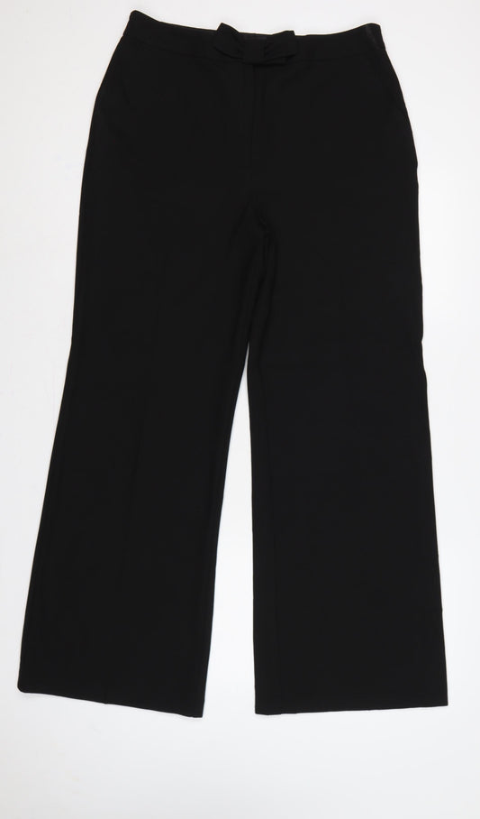 South Women Black UK 14 Wide-Leg Tailored Dress Trousers