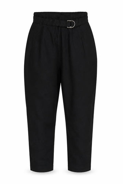 Marks and Spencer Womens Black UK 16 Paperbag Linen Blend Trousers