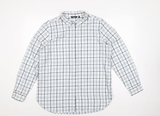 Rohan Women White Blue Check Long Sleeve Button-Up Shirt UK 14