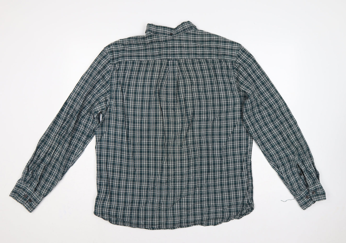 Marks and Spencer Men’s Green Check Button-Down Shirt 15.5 Regular