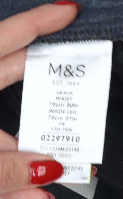 Marks & Spencer Men Black 30W 31L Slim Straight Stretch Jeans