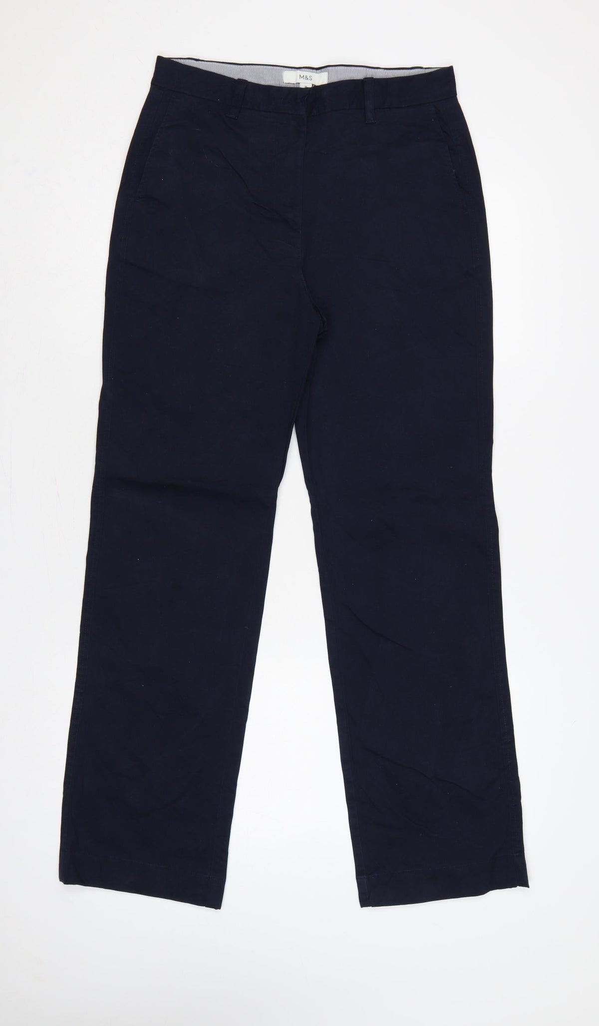 Marks & Spencer Women Blue UK 10 Regular Straight Chino Trousers