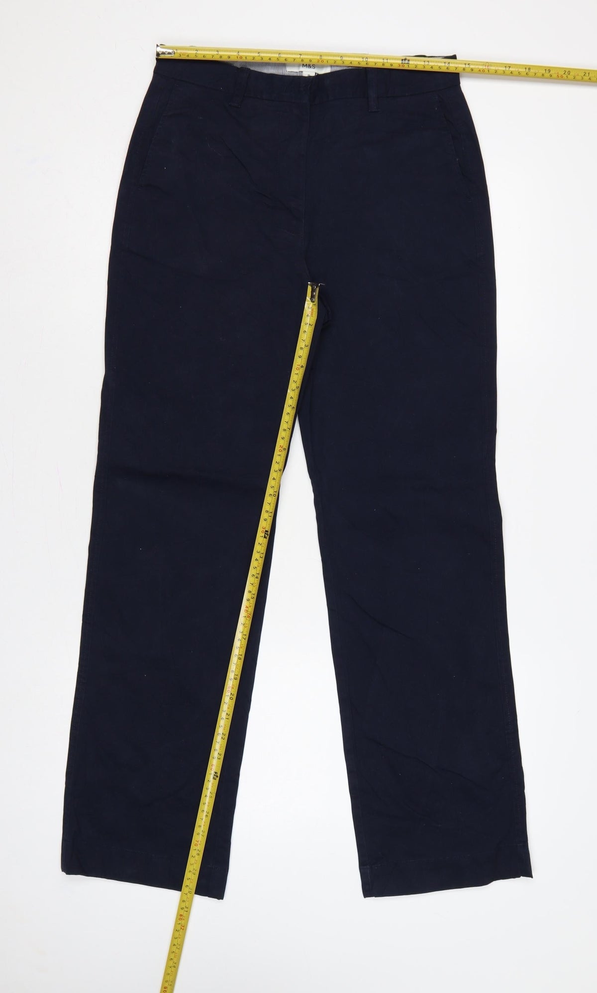 Marks & Spencer Women Blue UK 10 Regular Straight Chino Trousers