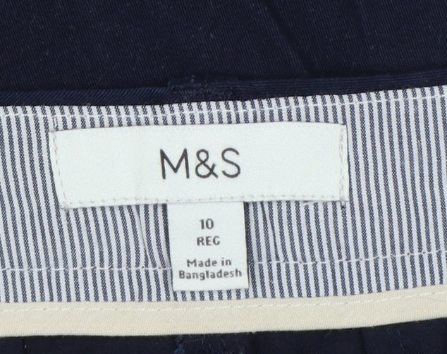 Marks & Spencer Women Blue UK 10 Regular Straight Chino Trousers