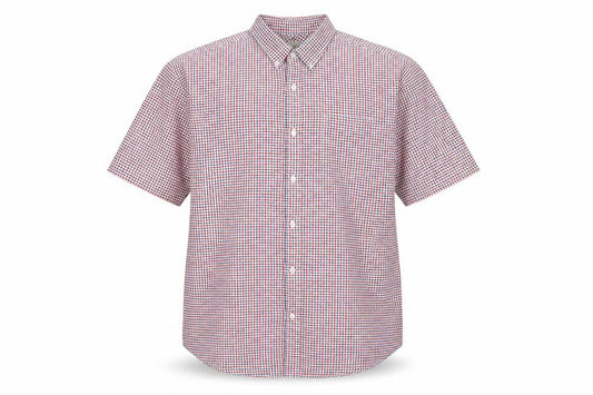 Cotton Oxford John Lewis Men’s XL Red Blue Check Short Sleeve Shirt