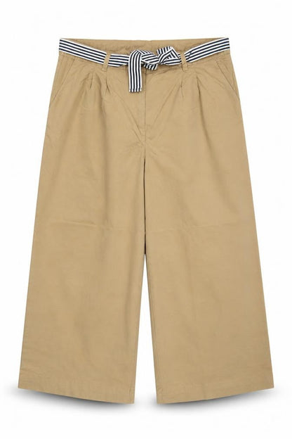 Marks & Spencer Women’s Beige UK 20 High Rise Wide Leg Belted Trousers