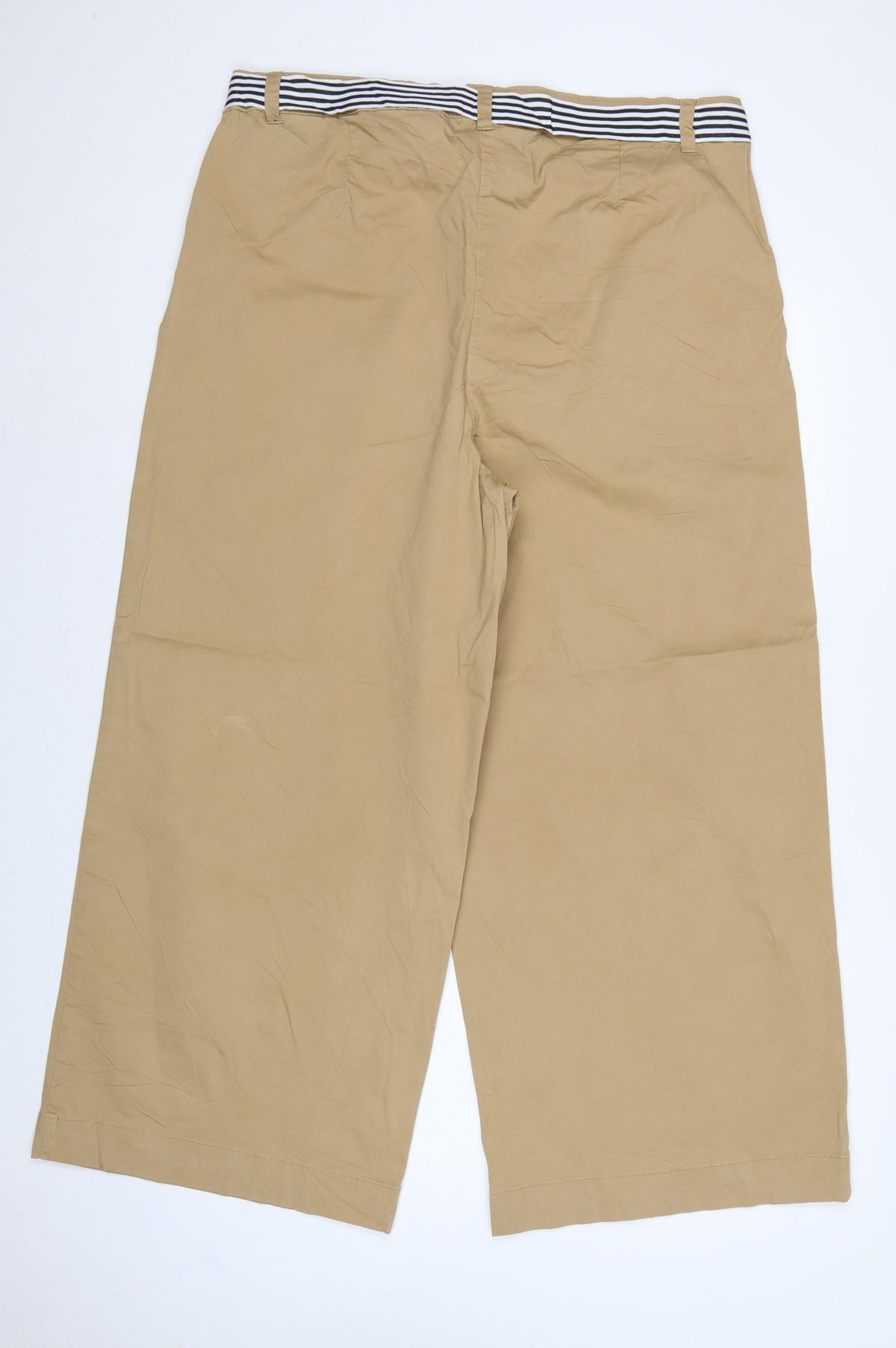 Marks & Spencer Women’s Beige UK 20 High Rise Wide Leg Belted Trousers