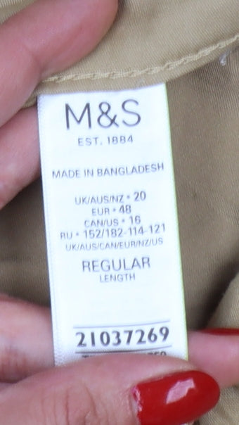 Marks & Spencer Women’s Beige UK 20 High Rise Wide Leg Belted Trousers