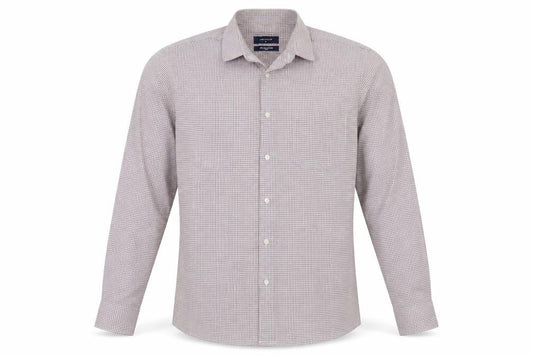 Peter England Men’s Beige Check Cotton Shirt Size 40 Regular Button-Up