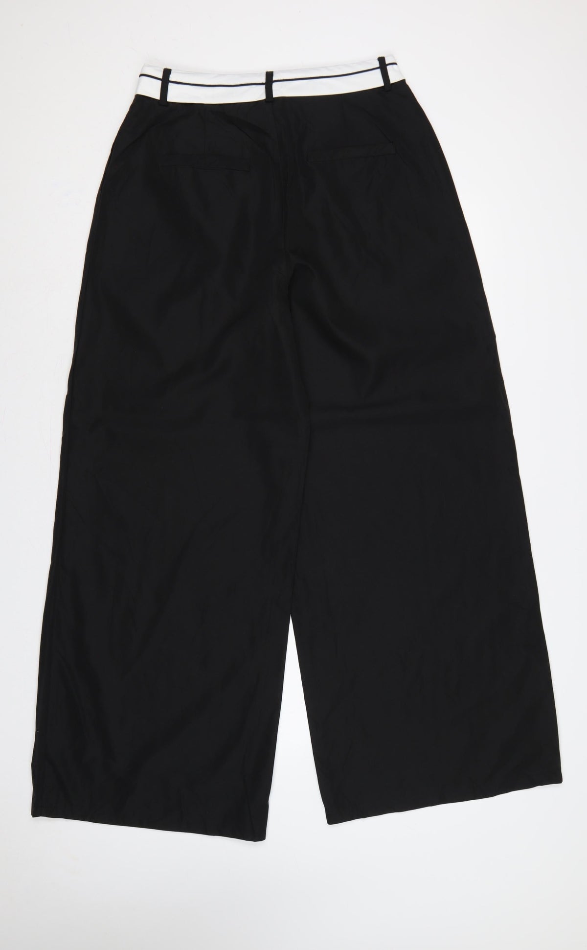 Boohoo Women Black White High Rise Wide-Leg Dress Pants UK 12