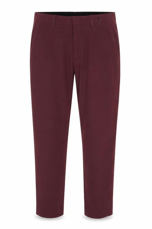 Front view of ASOS Men's Burgundy Red 32 Slim Tapered Dress Trousers 32L