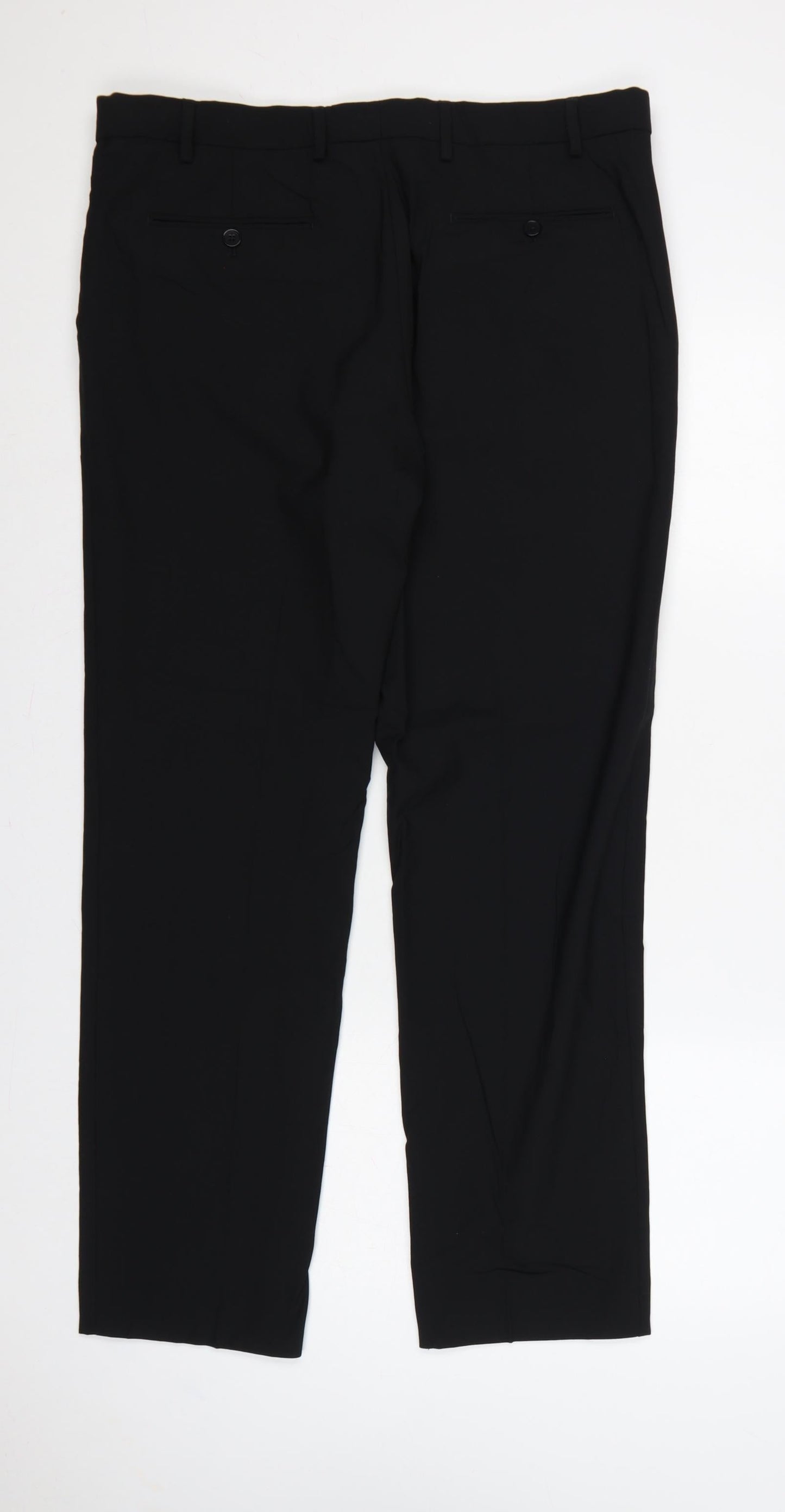 Marks and Spencer Men’s Black 36/31 Wool Blend Tailored Dress Trousers
