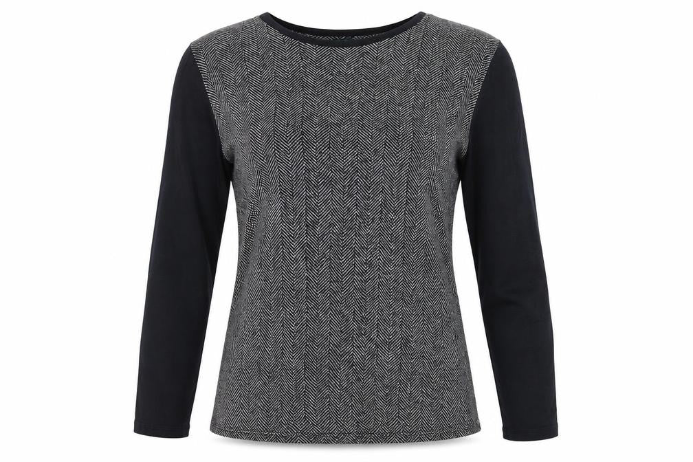 Lauren Ralph Lauren Women’s Black L Herringbone Long Sleeve Jersey Top