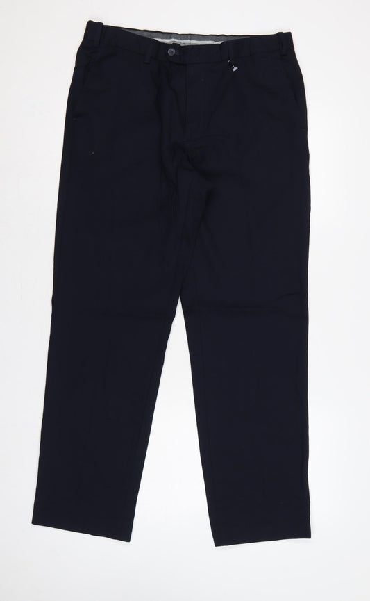 Marks and Spencer Men's Navy 34/31 Tailored Fit Dress Trousers