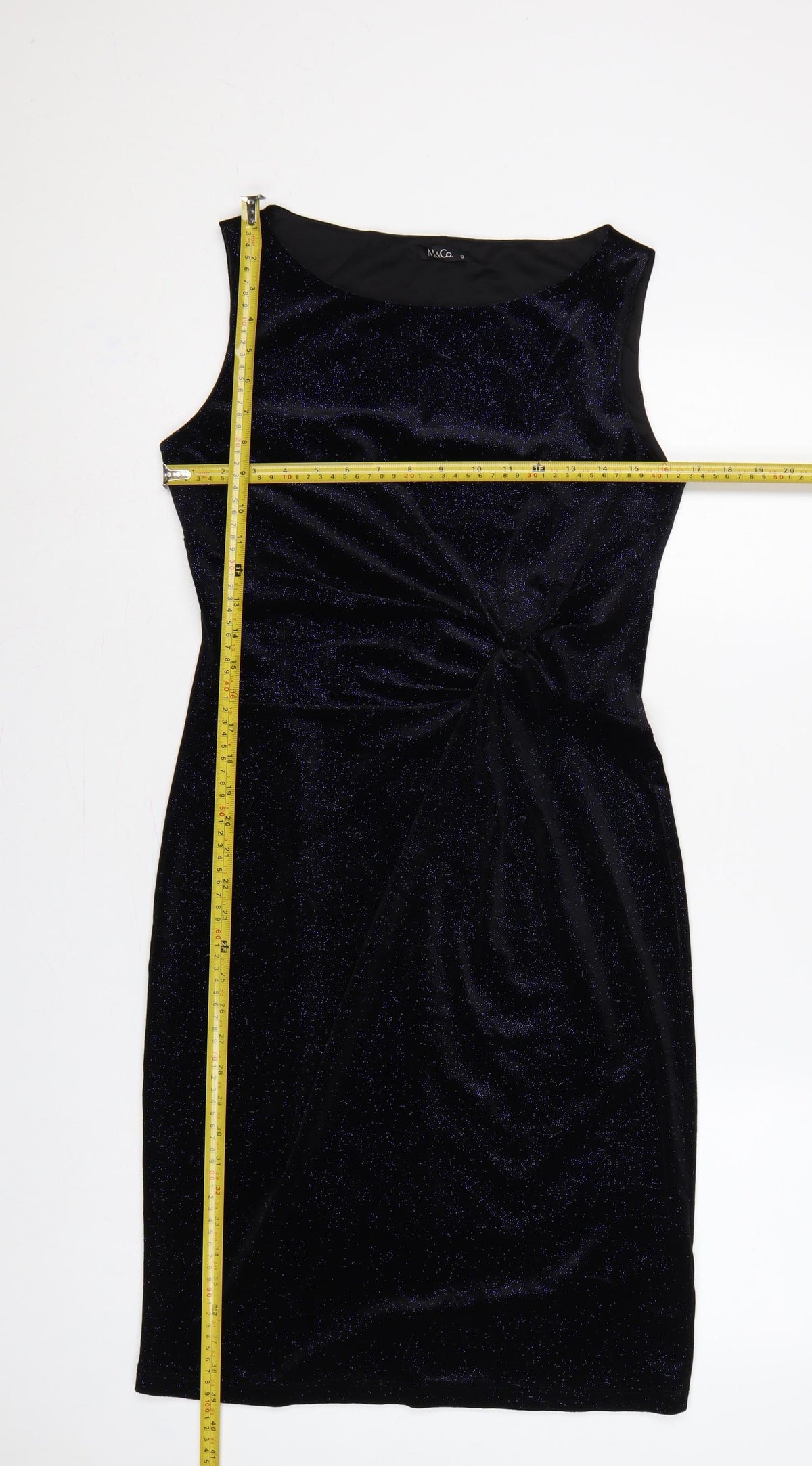 M&Co Women’s Blue Glitter Bodycon Knee Length Party Dress UK 12