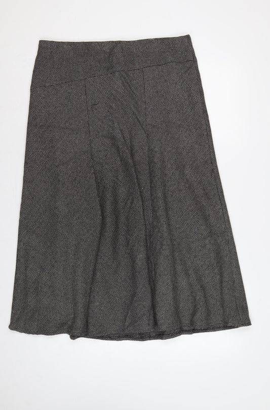 Marks & Spencer Women Grey Herringbone A-Line Long Skirt UK 16