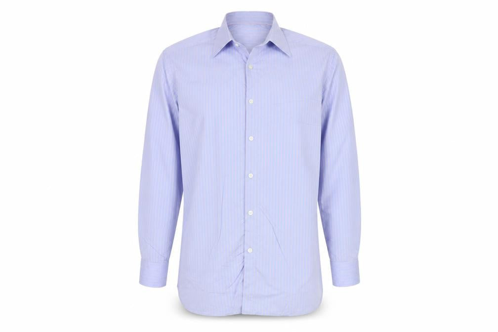 Marks & Spencer Autograph Men's Blue Pink Stripe 16.5 Cotton Dress Shirt