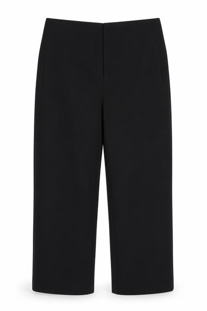 Zara Women Black XL High Rise Wide Leg Stretch Trousers Pockets