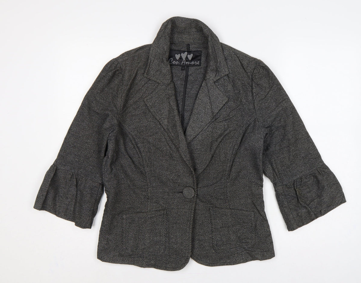 Marks & Spencer Per Una Women’s Grey Herringbone Blazer UK 12