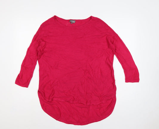 Phase Eight Women Pink S Linen Knit Longline Tunic Jumper 3/4 Sleeve
