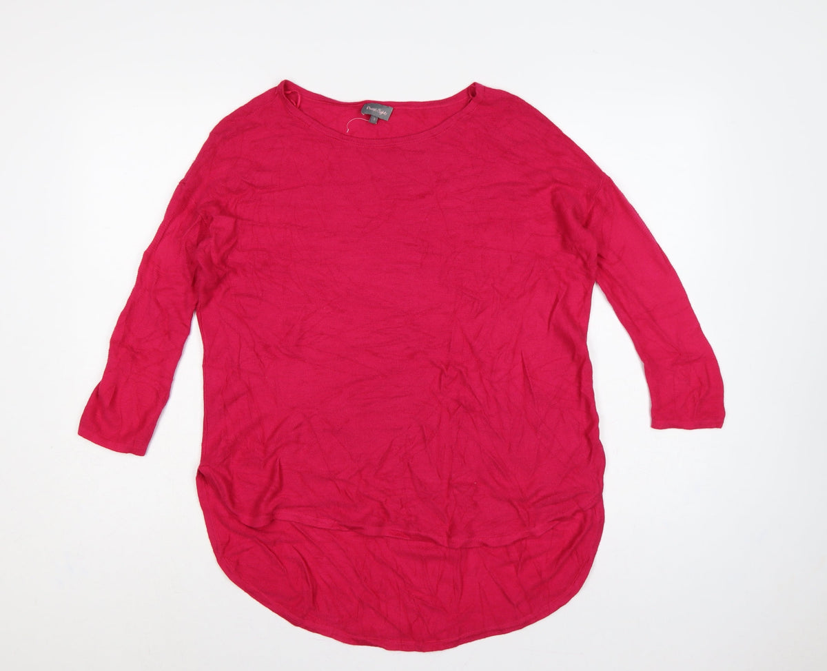 Phase Eight Women Pink S Linen Knit Longline Tunic Jumper 3/4 Sleeve