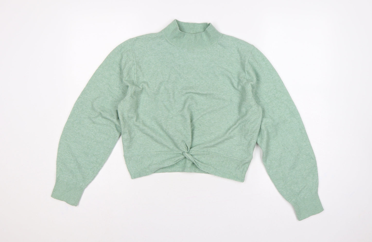 & Other Stories Women Green UK 12 Mock Neck Twist Front Knit Jumper