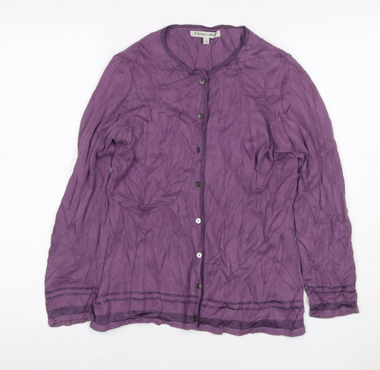 Racing Green Women Purple UK 10 Button Front Cotton Cardigan